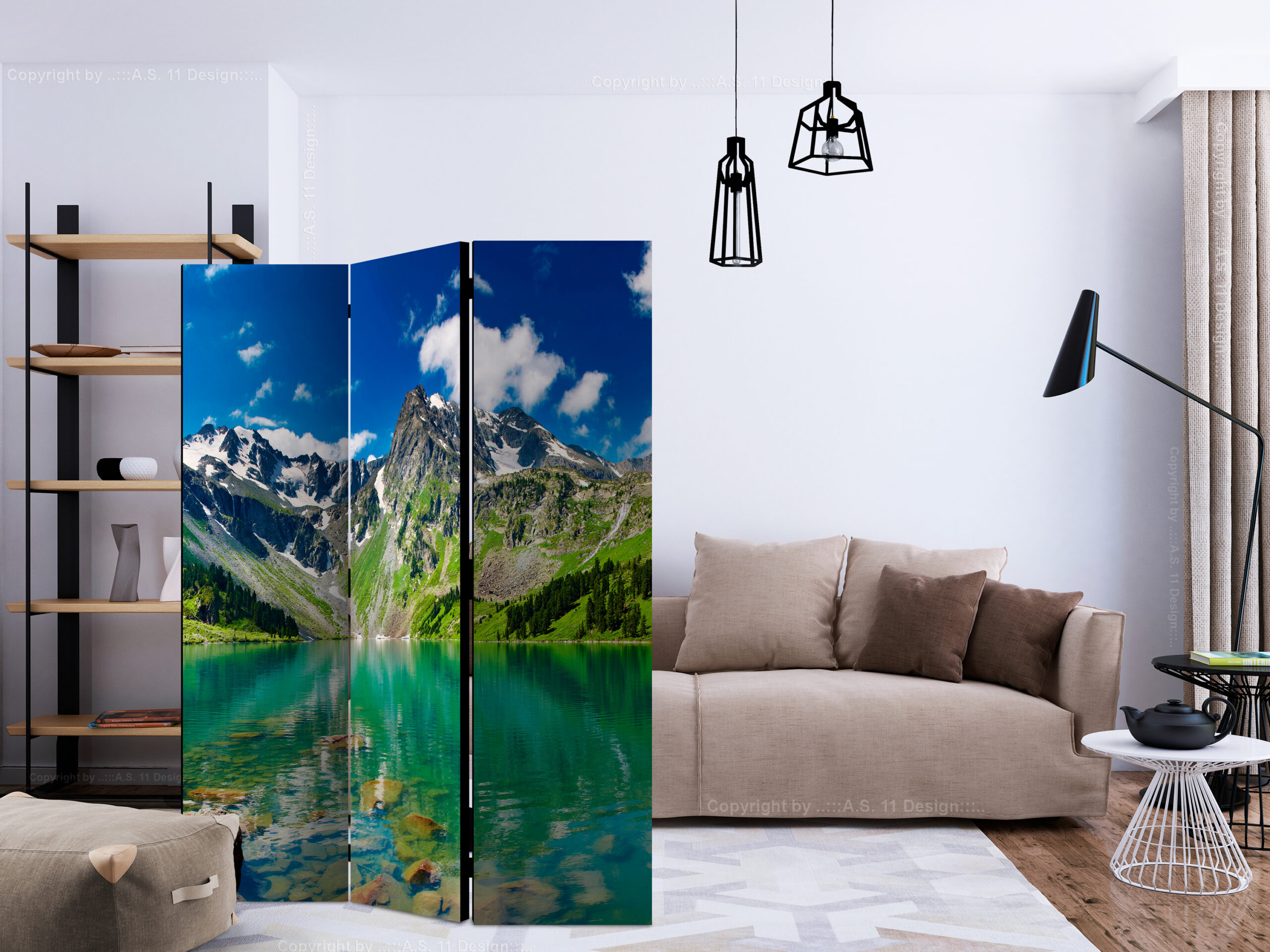 Paraván Mountain lake [Room Dividers] Vászonkép Stúdió Prémium